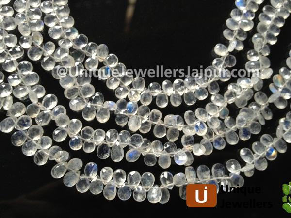 White Rainbow Faceted Pear Beads